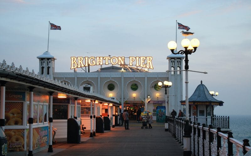 Brighton pier at dusk.