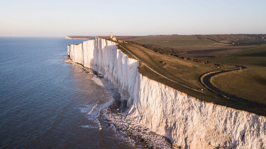 Bird's eye view of beachy head cliffs.