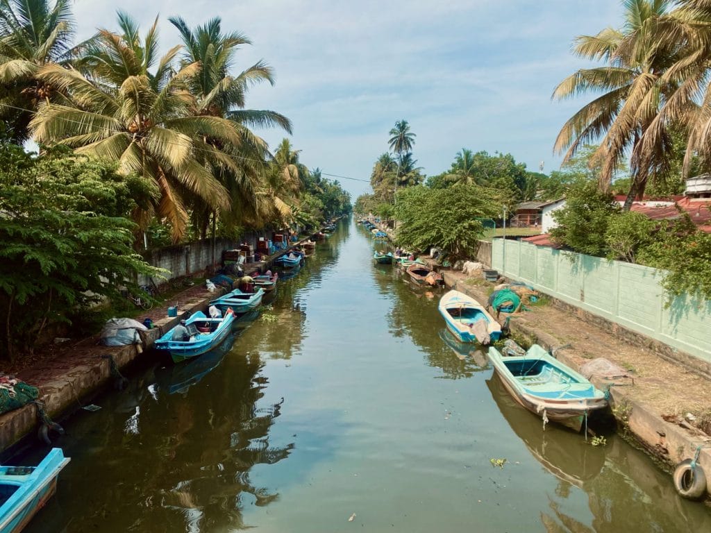 Boats on canal in negombo.