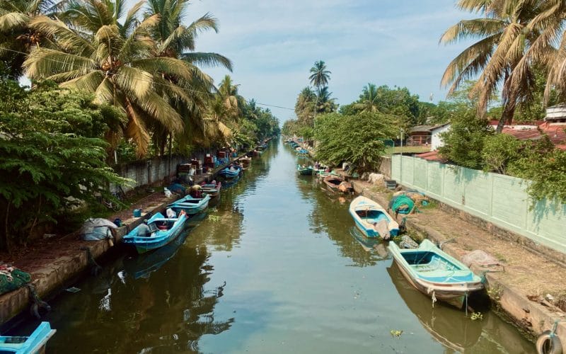 Boats on canal in negombo.