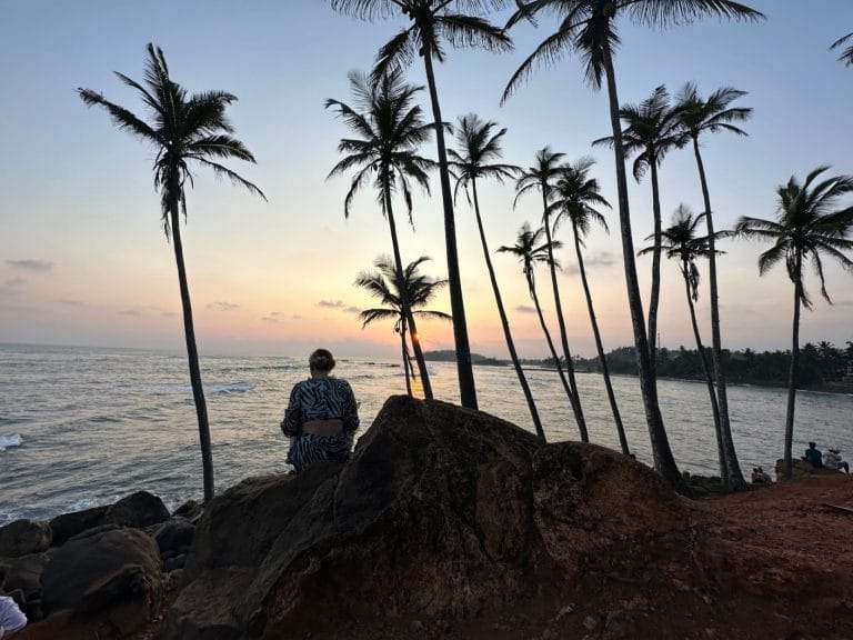 Sunset at the beach in sri lanka.