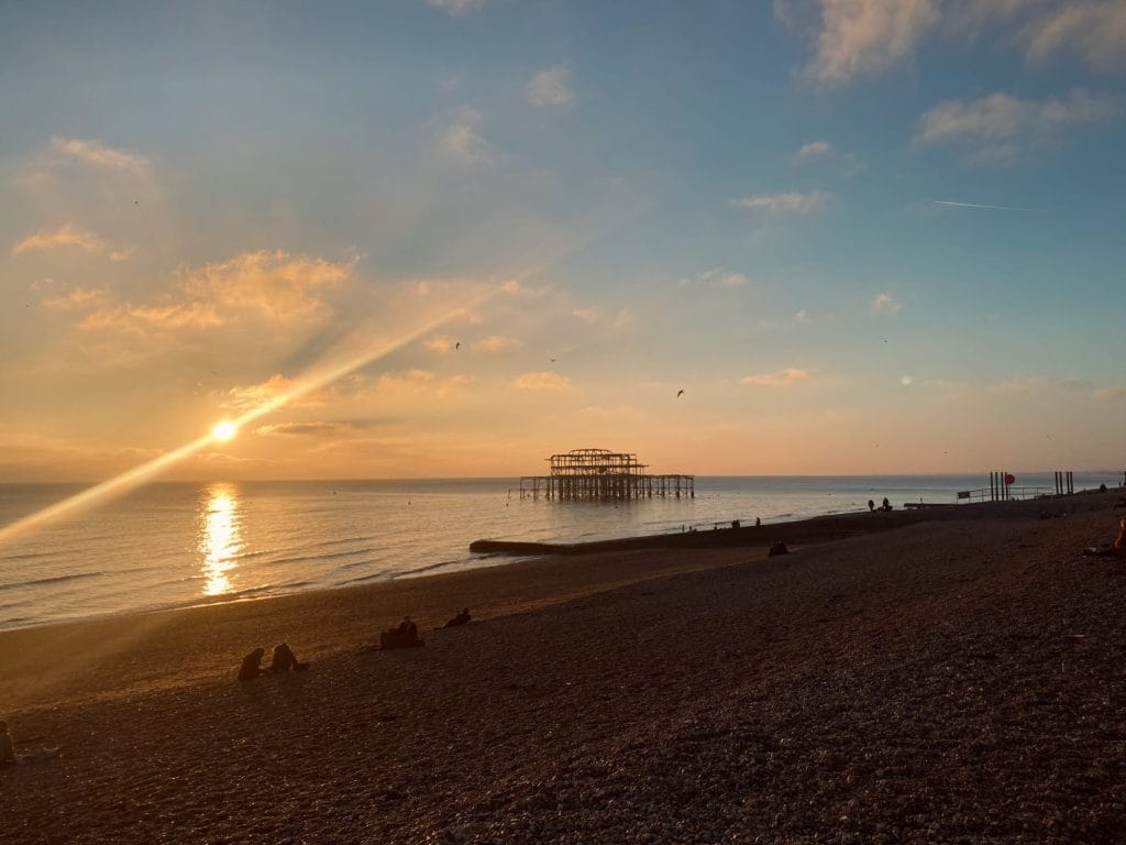 West pier brighton at sunset.