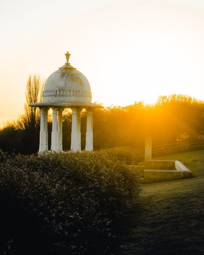 Sun sets over brighton chattri war memorial.