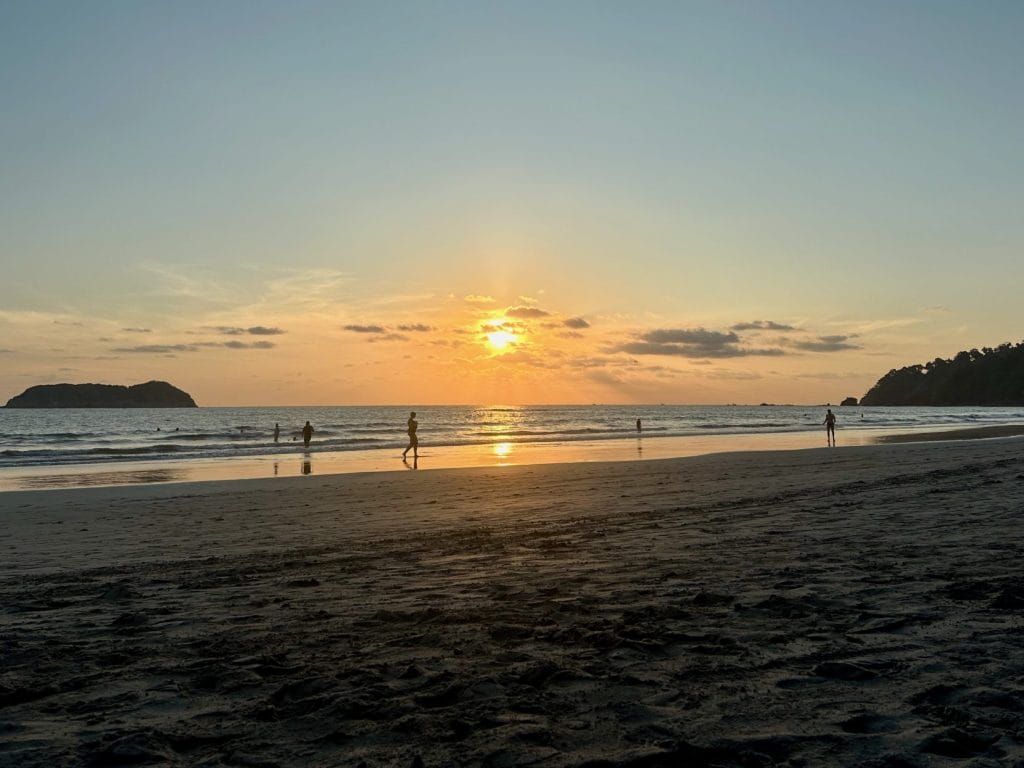 Sunset at the beach in manuel antonio.