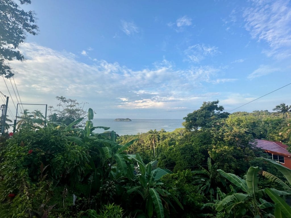 View of the sea over the jungle in manuel antonio.