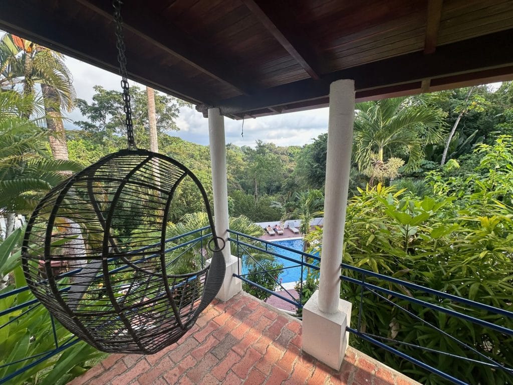 Egg chair overlooking pool at selina manuel antonio.